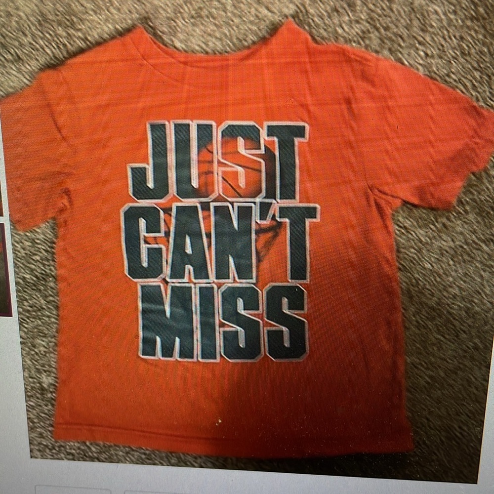 "Just Can’t Miss" orange Basketball Tee Shirt 5/6